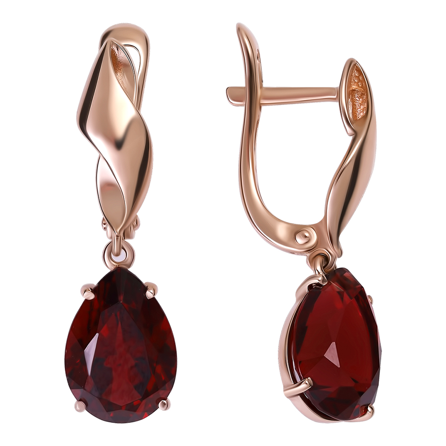 Серьги, золото, гранат, красный, 21803323